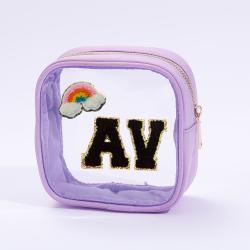 Keymay Stock 5 Colors 4 Size Portable Wash Bag Travel Cute Small Transparent Cosmetic Pouch Clear Pvc Cosmetic Bags Toiletry Bag