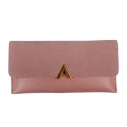Simple Design Ladies PU Leather Women Foldover Slim Wallet With Zipper Bag