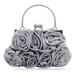 Fashion Purse Wristlet Handle Red Rose Flower Bridal Dress Handbag Clutch Purse Evening Bags Party Ladies Purse With Chain