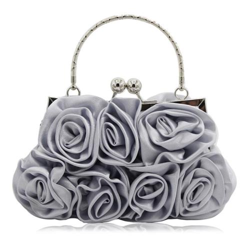 Fashion Purse Wristlet Handle Red Rose Flower Bridal Dress Handbag Clutch Purse Evening Bags Party Ladies Purse With Chain