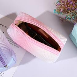 Travel Portable Tie Dye Toiletries Organizer Storage Bag Make Up Pouch Fashion PU Leather Gradient Color Cosmetic Bag