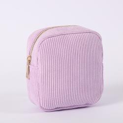 New Arrivals Top Quality Factory Wholesale Custom Corduroy Lavender Cosmetic Bags Set Make Up Travel Bag Pencil Pouch