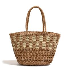 Custom 2024 Summer beach bag woven handmade straw bag bucket handbags for women ladies girls holiday bohemian