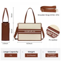 LOVEVOOK 2023 Women Fashion Handbags 2pcs/set shopping Tote Bag Shoulder Bag with clutch Purse Canvas bags women handbags ladies