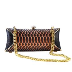 Custom Made High Quality Luxury Fashion Elegant Real Snake Skin Leather Metal Frame Women Ladies Evening Clutch Bag Handbag