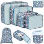 Gelory Factory Wholesale Hot Sell Foldable Suitcase Organizers Bag Travel Luggage Storage Packing Cubes 8pcs Set