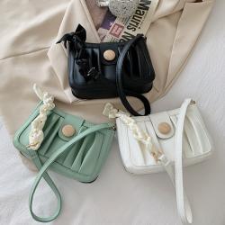 Luxury Women Pleated Ribbon Underarm Handbag China Wholesale PU Ladies Shoulder Bag High Quality  Women Cloud Handbags