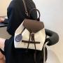 Schoolbag Female College Student Retro Backpack Ins 2024 New Fashion Leisure Backpack Thread Zipper Bucket Backpack