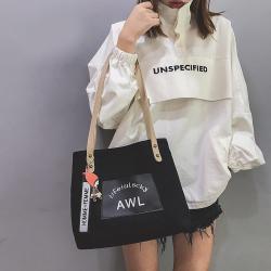 Factory supplier cheap portable student shoulder bag girl canvas large capacity tote bag