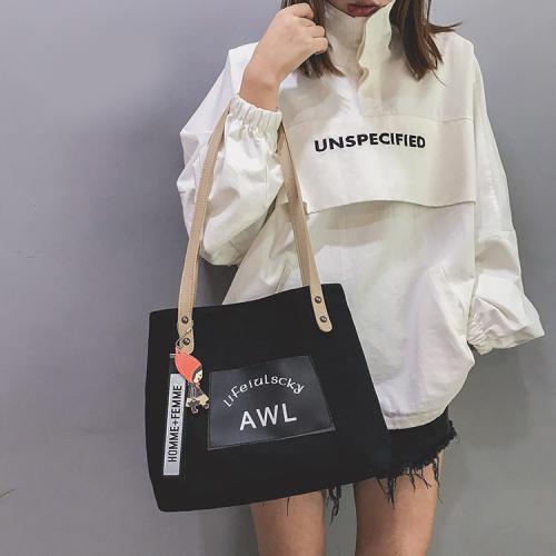 Factory supplier cheap portable student shoulder bag girl canvas large capacity tote bag