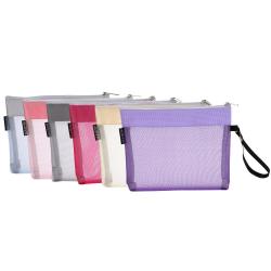 Gelory Portable Travel Toiletry Pouch Nylon Mesh Cosmetic Makeup Organizer Bag with Zipper