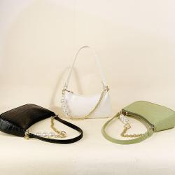 French Retro Crocodile Pattern Pearl Chain Underarm Bags Women Handbags Ladies Shoulder Messenger Bag Bolsos Para Mujeres