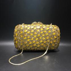 Luxury hollow metal women party bag handmade rhinestone purse wedding bags elegant gold evening clutch bags