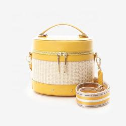 New arrival yellow Pu leather bucket handbags makeup handbag for woman high quality shoulder bag