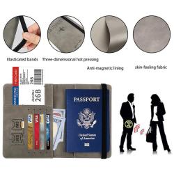 ZF224 PU Document Bag RFID Travel Passport Wallet Anti-theft Swipe Card Bag Multifunctional Waterproof Handheld Bag