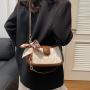 Silk scarf bow crossbody women's bag 2024 new fashion embroidery shoulder bag handbag ladies bags