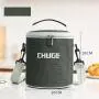 Customized Round Insulated Thermal Food Carry Bag Cooler Lunch Box Bag with Shoulder Strap
