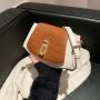 Contrast Color Stone Pattern Small Square Bag Street Fashion Pu Leather Magnetic Button Bag Niche Style Fashion Handbag