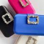 Wholesale Luxury Diamond Rhinestone Buckle Satin Ladies Evening Bag Wedding Clutch Purse Fancy Custom Minaudiere Womens Clutches