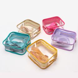 Hot Sale Colorful Small PVC Sling Bags For Women Custom Transparent Cosmetic Bag Clear Zipper Beauty Makeup Cosmetic Bag