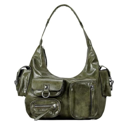 2024 Custom Oiled Waxed Vegan Leather Hobo Shoulder Bags For Motorcycle Women