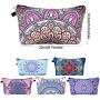 2024 Boho Style Mandala Flowers Digital Printing Zipper Cosmetic Bag Waterproof Travel Makeup Toiletry Pouch