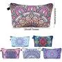 2024 Boho Style Mandala Flowers Digital Printing Zipper Cosmetic Bag Waterproof Travel Makeup Toiletry Pouch
