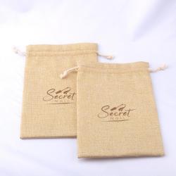 Custom Logo Printing Jute Drawstring Coffee Cocoa Bean Packaging Bag Food Christmas Gift Jute Linen Pouch