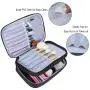 Double Layer Travel Cosmetic Bag Case Makeup Train Organizer Bag with Handle Strap for Makeup Brushes