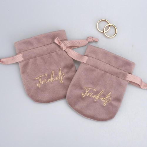 Custom Embroidery Round Bottom Velvet Jewelry Necklace Storage Pouch Mini Luxury Velvet Drawstring Jewelry Bag
