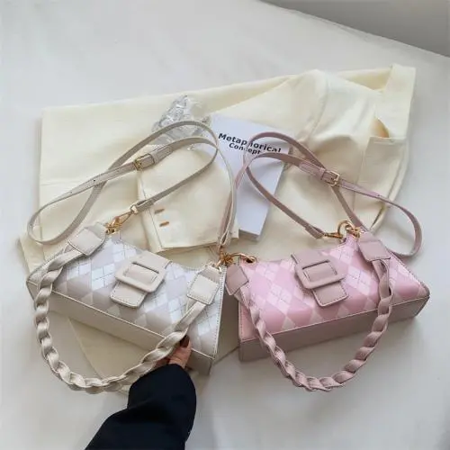 High Sense Single Shoulder Underarm Bag 2022 New Style Fashion Printing Small Square Bag Canta Kadin Diamond Lattice  Lady's Bag