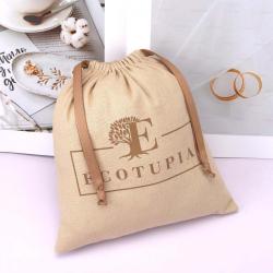 Wholesale Custom Logo Printing Canvas Christmas Gift Wedding Favor Bag Drawstring Cotton Dust Gift Packaging Pouch