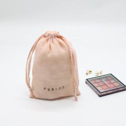 Hot Sale Pink Gauze Cotton Drawstring Pouch Cosmetic Packaging Bag Custom Logo Pink Cotton Gauze Gift Bag