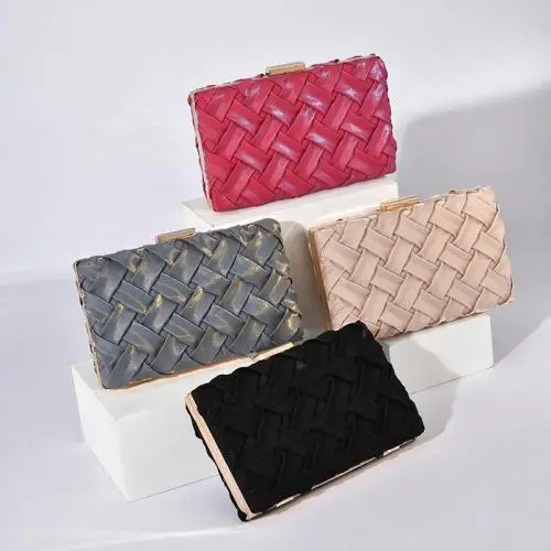 New glitter evening bags weave clutch bag lady party handbag box clutches wholesale woman bags