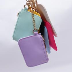 Keymay Popular DIY Chenille Patches Cute Girls Waterproof Small Nylon Wallet Keychain Zipper Coin Purse Keychain Coin Purse