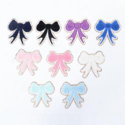 Cute Pattern Patch Bowknot Butterfly Flower Chenille Patches Bag Hat Clothing Glue Backing Embroidery Adhesive Patches Stickers