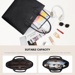 LOVEVOOK New Design Woven  Laptop Tote Bag for Women Large Capacity Ladies Girls Office Work Business 15.6 inch Laptop Handbags