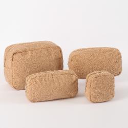 Custom Eco Friendly Lamb Velvet Cloth Cosmetic Pouch Felt Plush Teddy WomenMakeup Travel Organizer Toiletry Bag