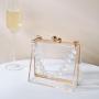Fashion Acrylic Handbag Display Box Clear Purse Transparent Chain Evening Resin Clutch Cute Canvas Lady Bag Polyester Shell 400g