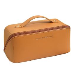 COM035 Travel Makeup Bag Waterproof Portable Pouch Open Flat Toiletry Bag Make up Organizer PU Leather Cosmetic Bags for Women