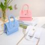 2023 New Fashion Portable Jelly Bag Mini Handbag Open Square Handbag with Button Chain Handbag for Women