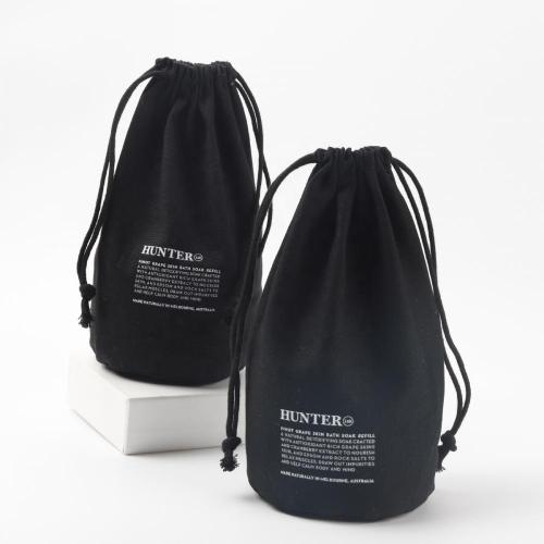 Round Bottom Organic Canvas Drawstring Bag Black Canvas Candle Packaging Pouch