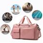 custom design leisure waterproof durable shoulder tote weekender gym sport bag with shoes storage black travel duffel bags