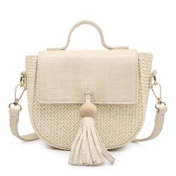Cross-border Agitation Retro Women Knit Tassel Zipper & Hasp Handbags China PU Lady Bags Girl Pure Color Button Bucket Handbag