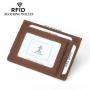 Crazy Horse Men's Cow Leather Wallets Anti-Theft RFID Blocking Wallet Brown Credit Card Holder Money Cash Clip