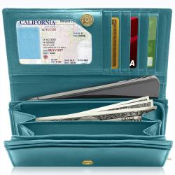 Women's long zip wallet Slim Real Leather Credit Card Holder Clutch Wallets for Women