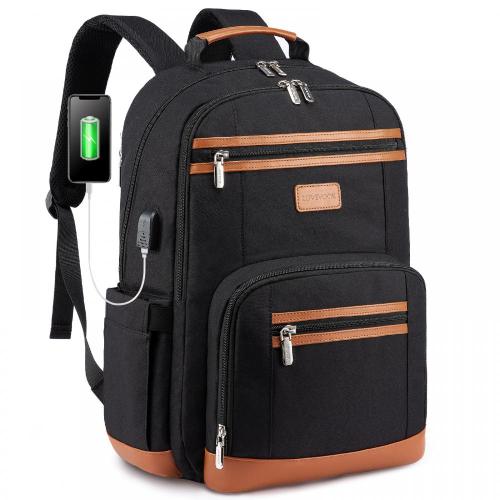 LOVEVOOK Vintage Travel Backpack with USB Port Business Outdoor Bookbag Waterproof College Bag Laptop Notebook Backpack Unisex