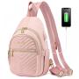 LOVEVOOK Small Crossbody Chest Bag with USB Port Convertible Shoulder Backpack Purse Casual Daypack Sling Bag for Women