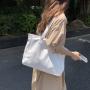OEM Wholesale Black Simple Soft PU Leather Shoulder Korean Tote Classic Style Large Capacity Shopping Bag