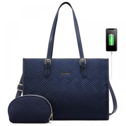 2022 custom top sale 2pcs office lady computer tote bags 15.6 large Casual work shoulder bags custom women laptop handbags